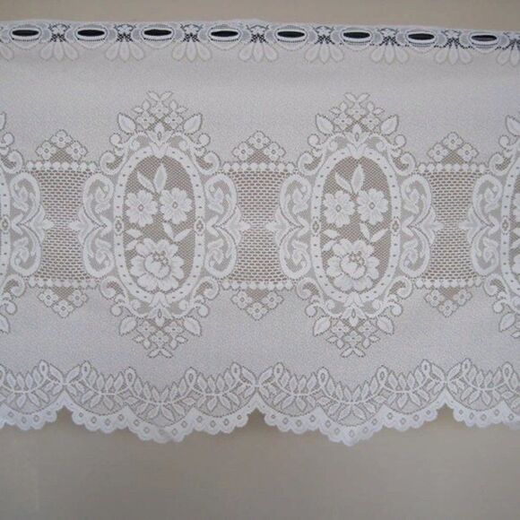 Curtain Lace Panel Flowers 61.5 x 23 Off White VTG - Picture 1 of 4
